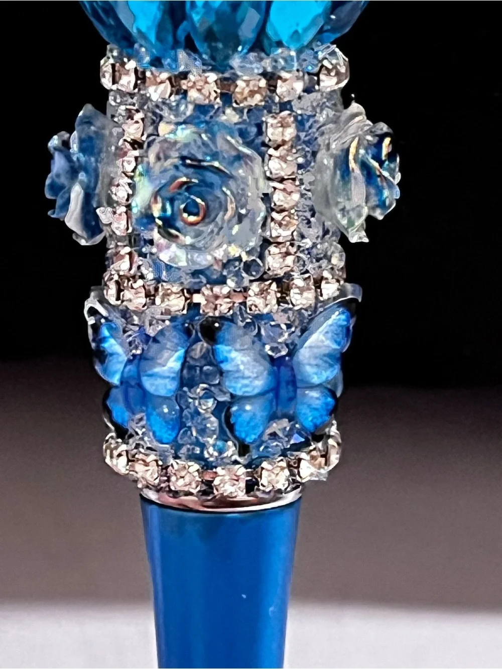 Designer inspired Luxury Blue custom designed decal fancy beaded pen